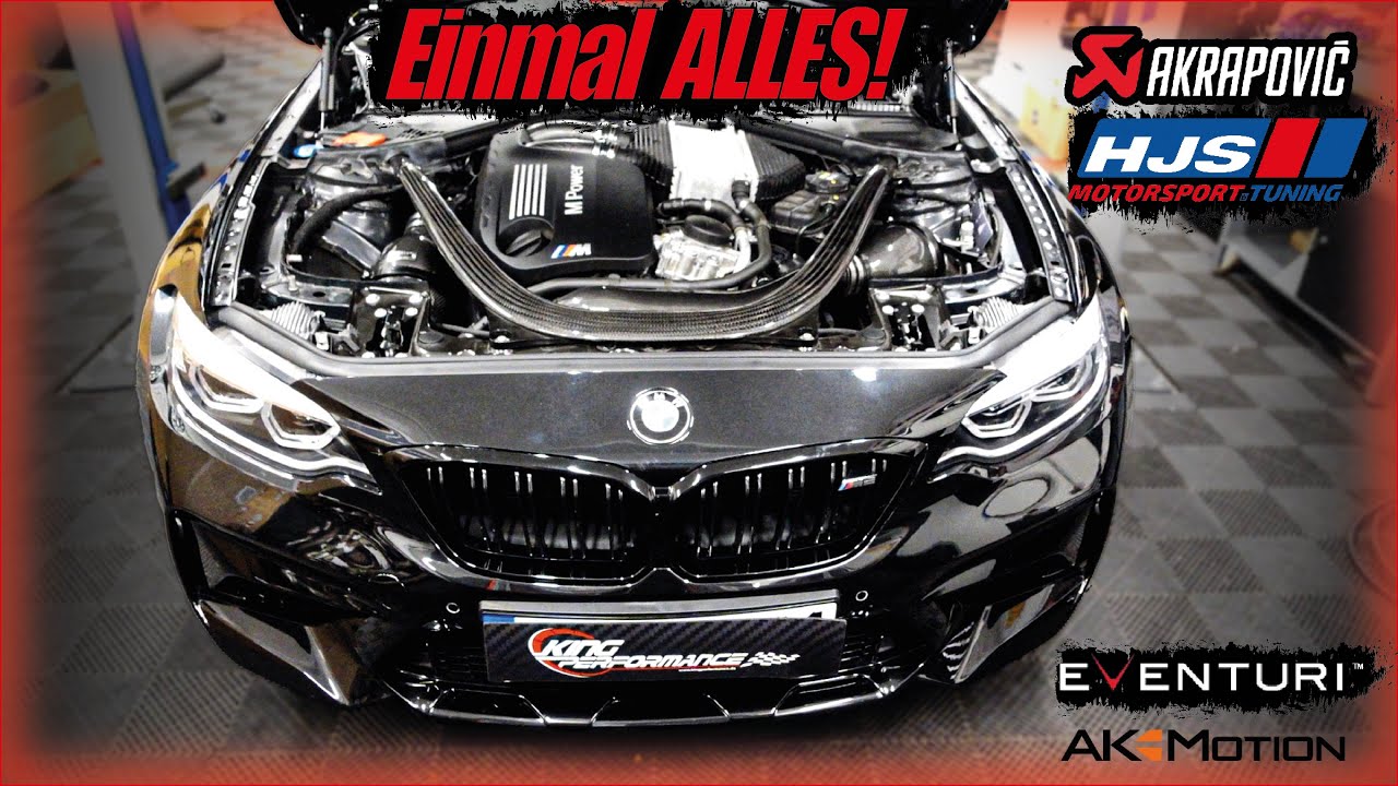 MAX ECE! HJS Downpipes + AKRAPOVIC Asupuff + EVENTURI Ansaugung passend für BMW M2 Competition F87