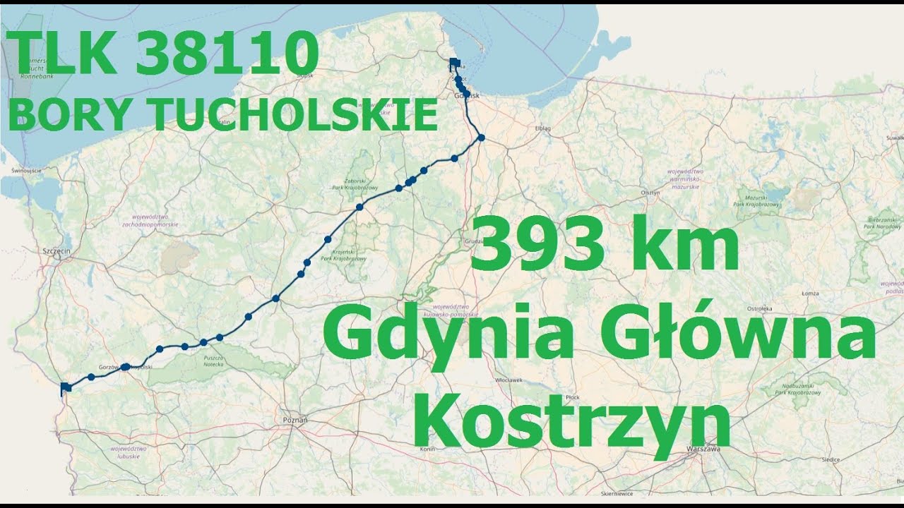 TLK 58110 BORY TUCHOLSKIE szlak 393 km : GDYNIA GŁ&Oacute;WNA - KOSTRZYN #kolej
