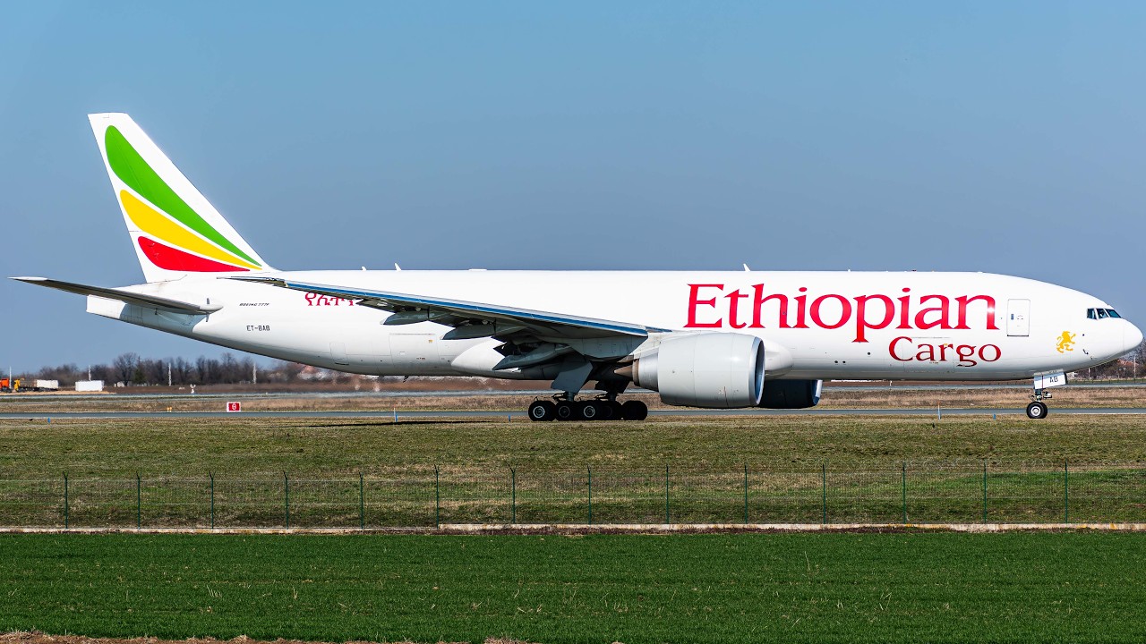 Ethiopian Cargo Boeing 777F TAKEOFF From Belgrade Airport