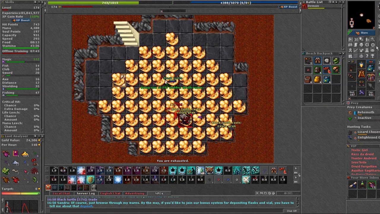 Edron Demon hunt Tibia