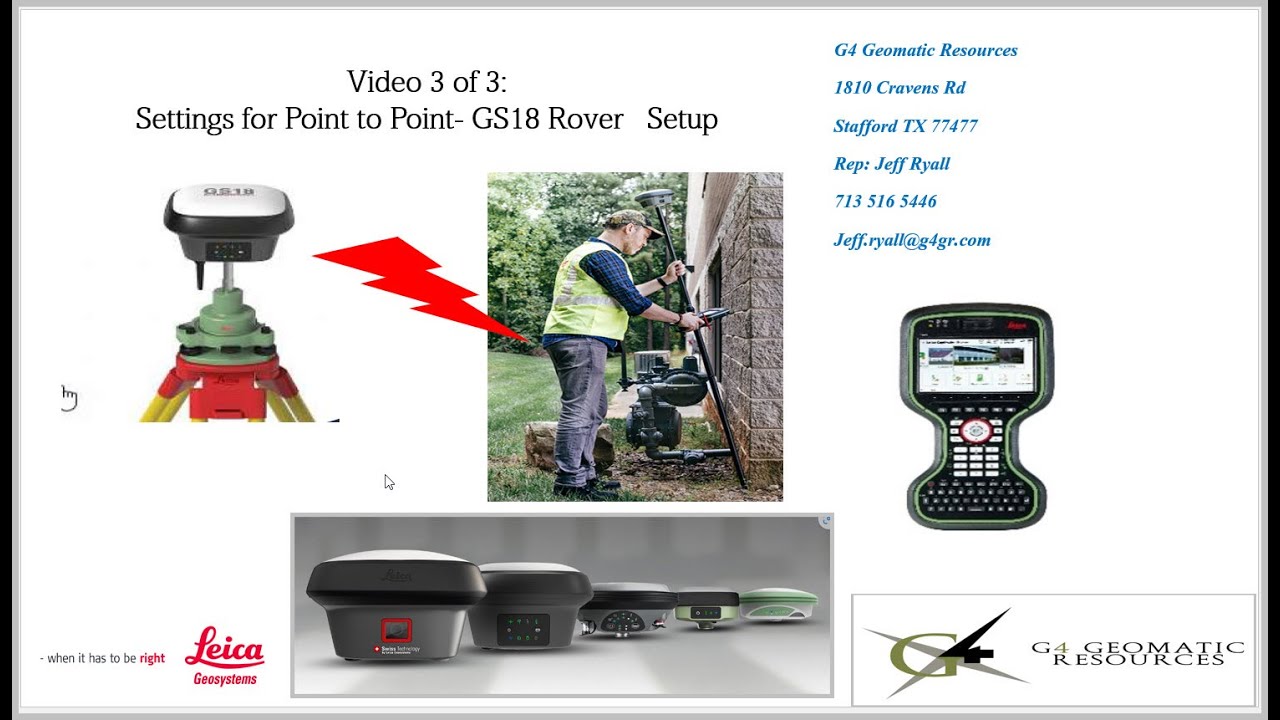 Video 3 of 3:  P2P (Point to Point) Setup & Configuration  Leica GS18 T Rover to work off GS18 Base