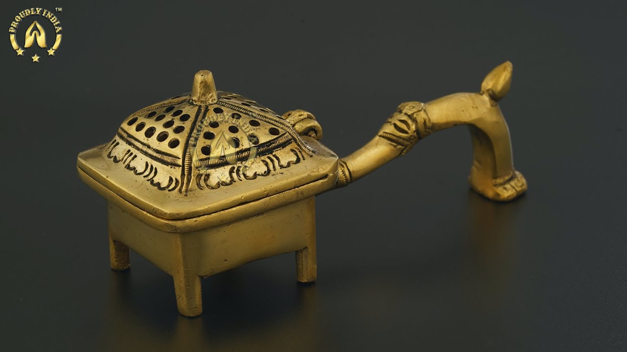 Elegant Brass Dhoop Burner & Agarbatti Holder - Spiritual Decor Pooja Item, Available Online.