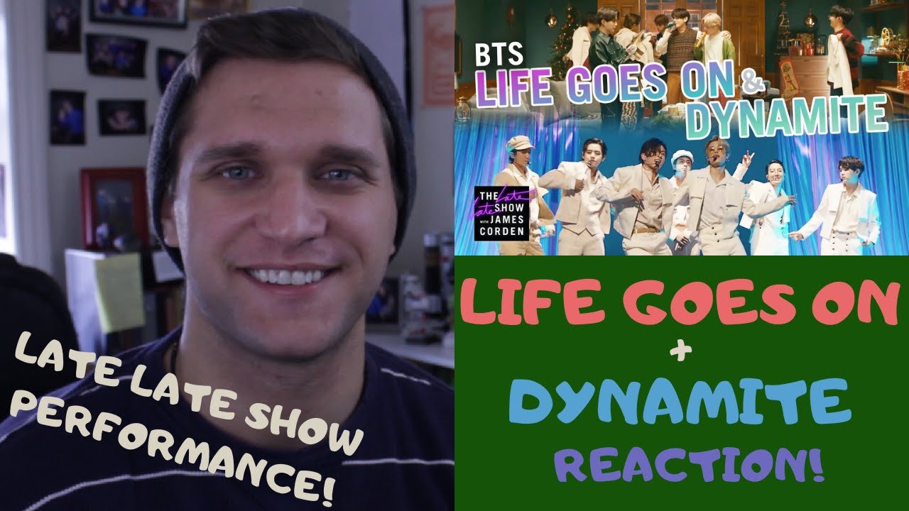 Actor and Filmmaker REACTION to LIFE GOES ON & DYNAMITE - LIVE on THE LATE LATE SHOW!