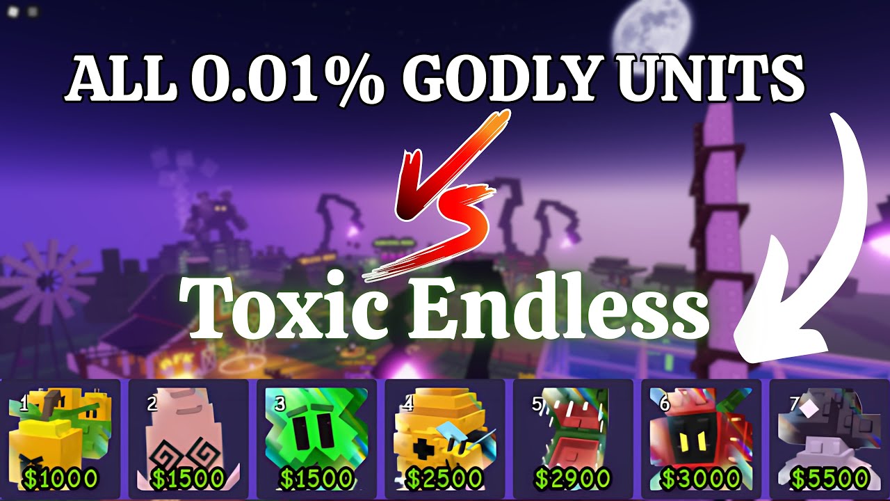 ALL 0.01% GODLY UNITS VS TOXIC ENDLESS MODE - GARDEN TOWER DEFENSE