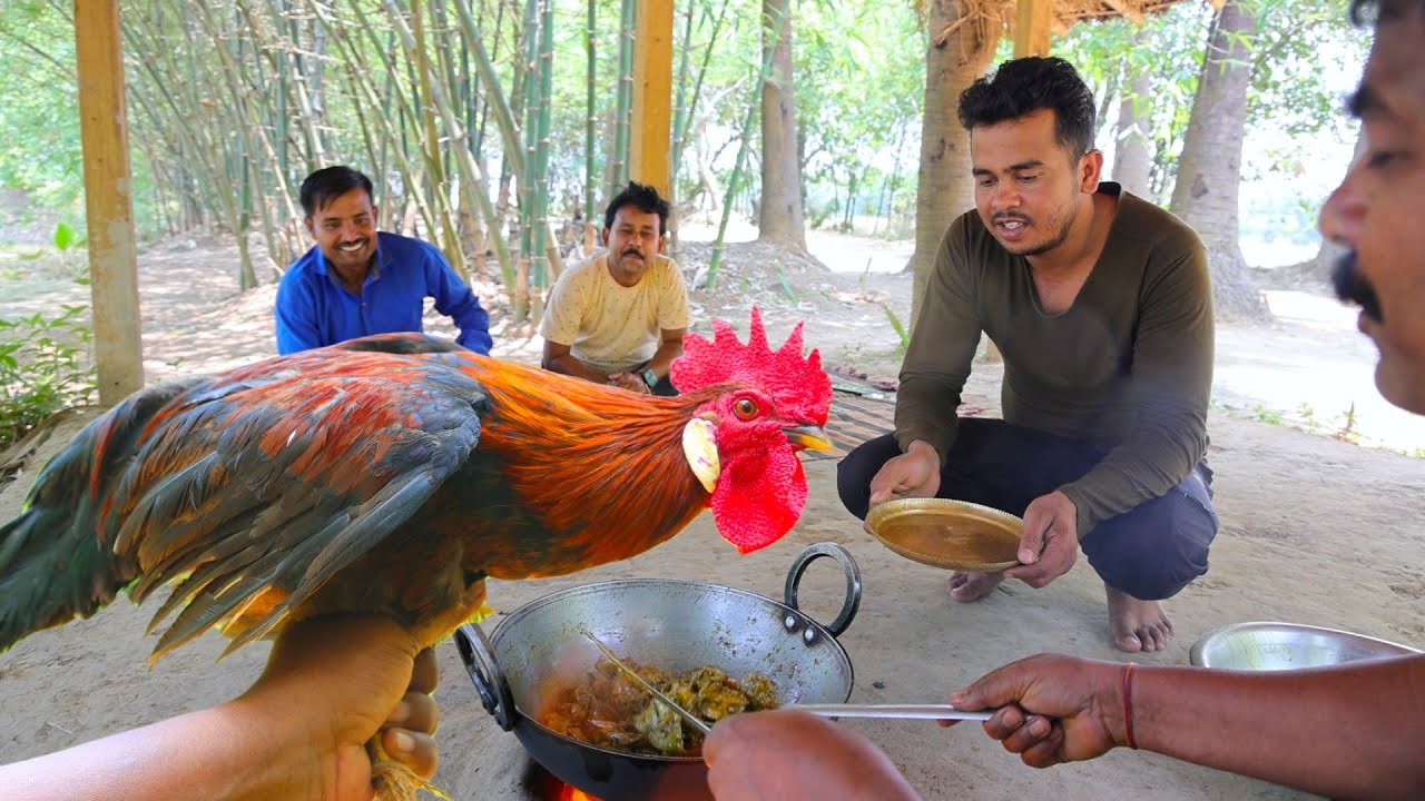 দেশি লাল মুরগির ঝোল সঙ্গে গরম ভাত রান্না করে খাওয়া | Red country chicken recipe | village food