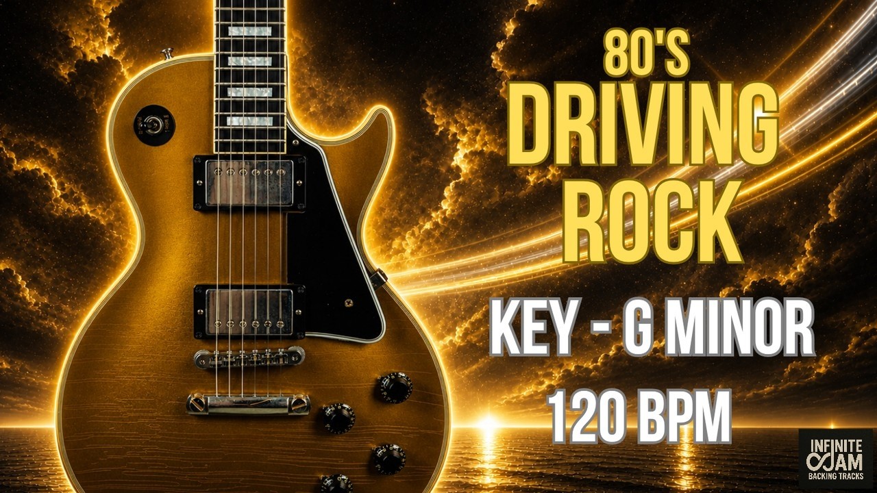 80's Driving Rock Backing Track in G Minor - Guitar Jam 120 BPM