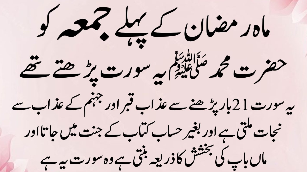 Allah ke Nabi Ramzan ke Pehle Juma ko Ye Surat Parha Karte Thy | Pehla Friday