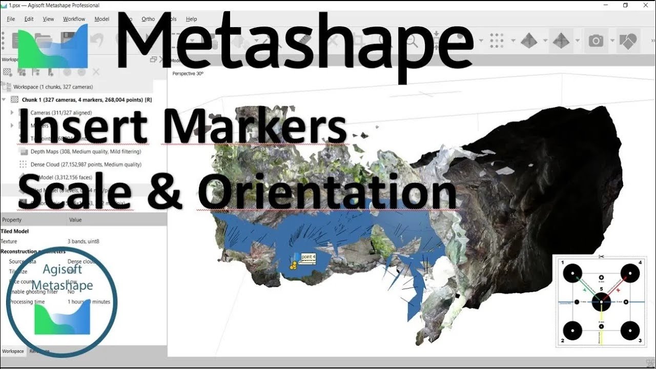 How to orient and scale 3D Model Agisoft Metashape - cómo orientar y escalar modelo 3D