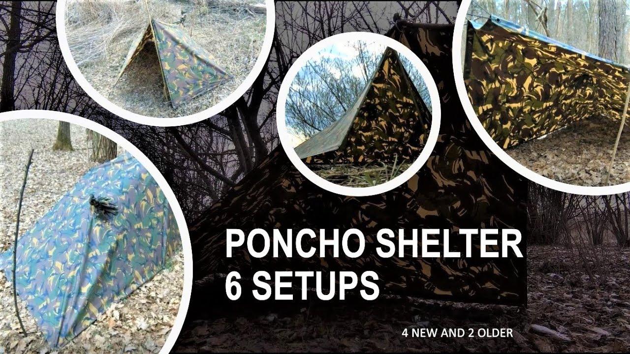 Poncho shelter, 6 other ways to set up… Schronienie z poncza, nowe rozstawienia