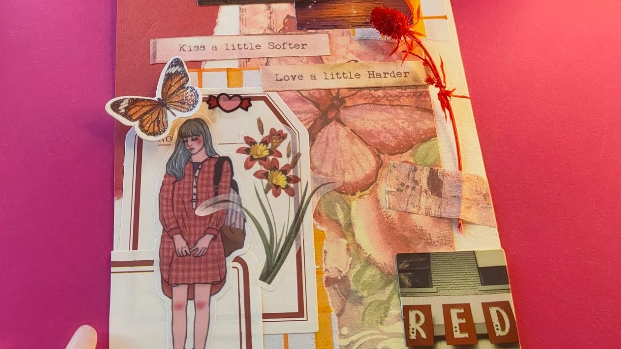 DIY Handmade Scrapebook | Red Girl Themed Scrapbooking Album Tutorial #scrapbooking #satisfying #art