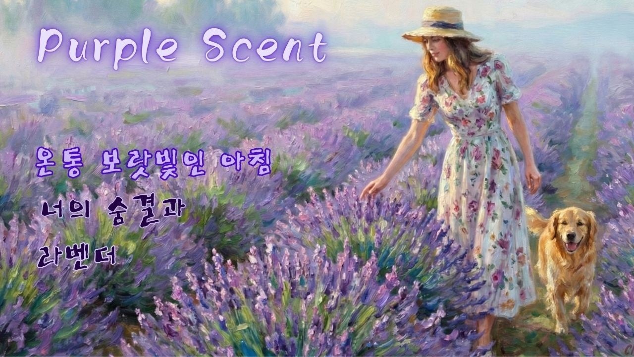 [Playlist] 보랏빛 향기 속에 너와 나, 라벤더 꽃밭 산책 | Lavender field with my golden retriever  #힐링음악 #감성피아노