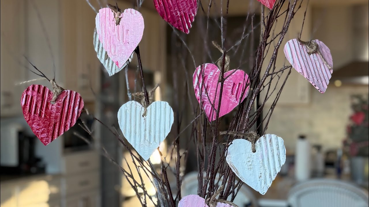 Valentine Heart Ornaments Made from Cardboard