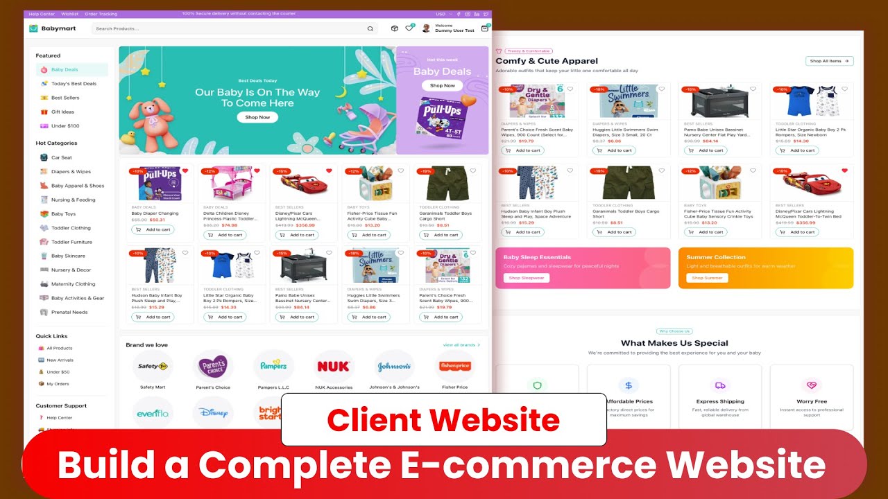 Build a Complete Babymart E-commerce Website | Part 3: Client website Homepage
