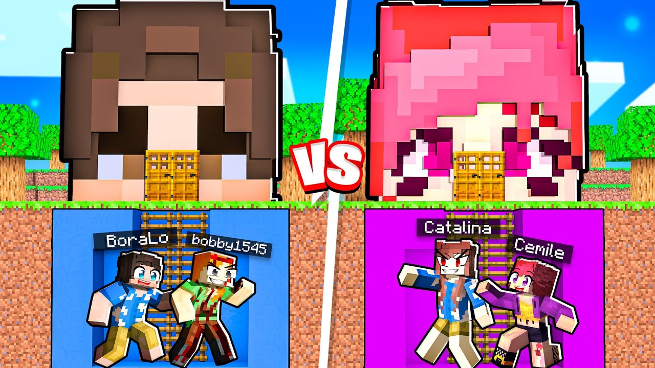 KIZLAR VS ERKEKLER MİNECRAFT YAPI KAPIŞMASI (1 saat)