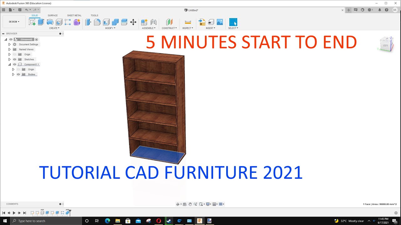 Beginner Tutorial: Furniture Modelling - CAD [Cupboard] [2021] [Autodesk Fusion 360]