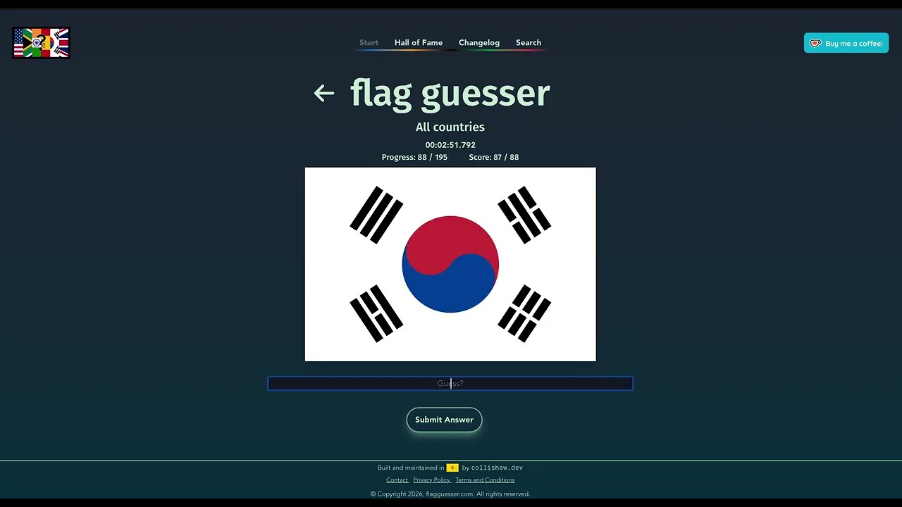 [WR] Flag Guesser All Countries 06:17.389 (Even Harder Mode)