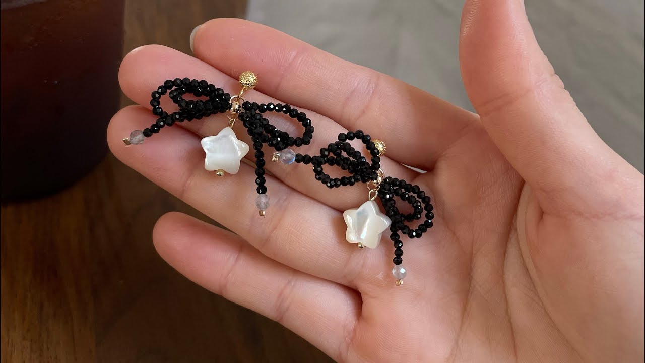 Tutorial beads bowknot with star earrings#earrings #earringslover #earringsdesign #handmadejewelry
