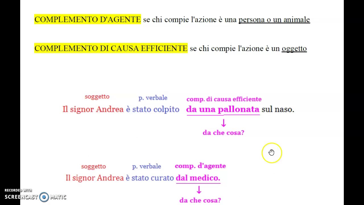 Complemento d'agente o causa efficiente
