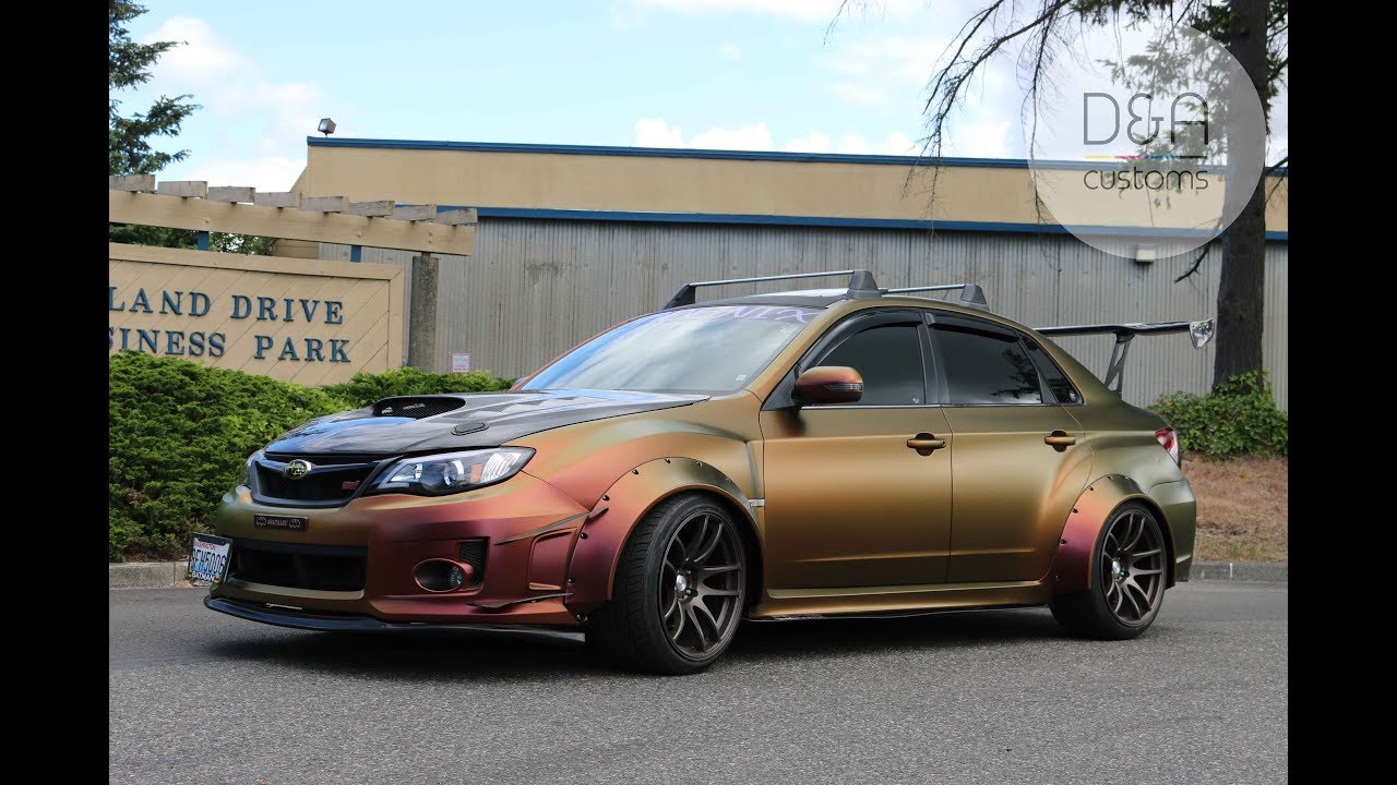 Subaru WRX STI wrapped in Satin Rising Sun Red/Gold Seattle | Bellevue | D&A Customs