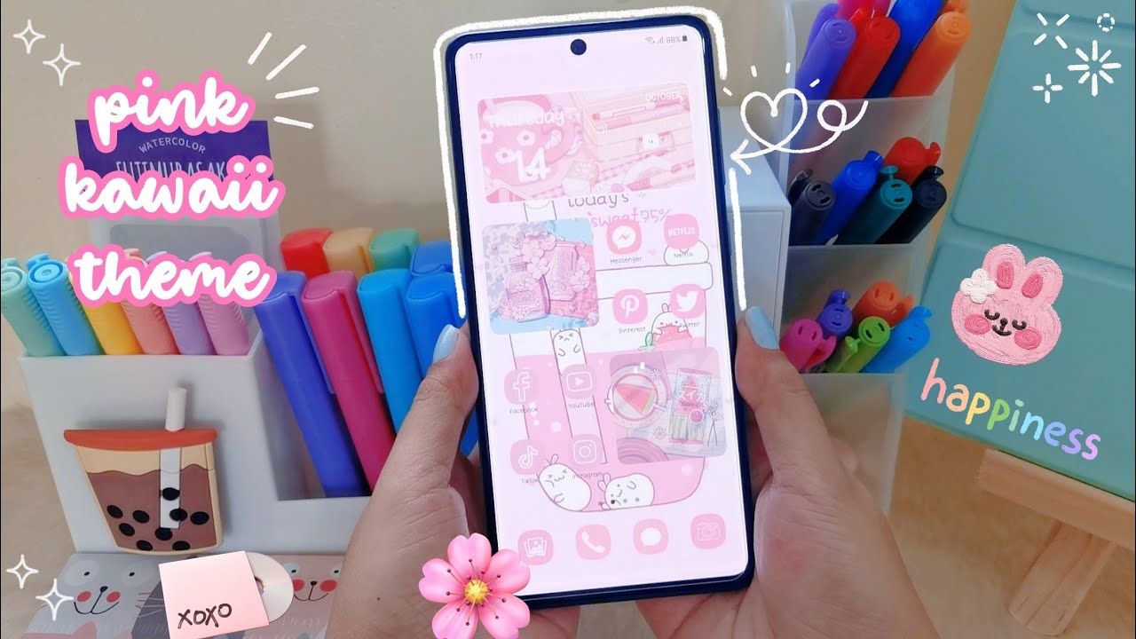 how to make your phone aesthetic ✨️ pink kawaii theme 🩷
