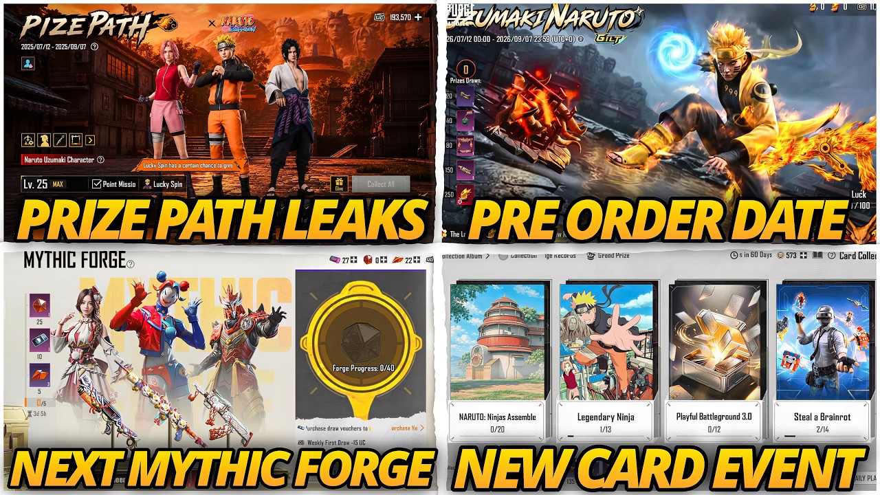 😱 NARUTO PRE ORDER DATE / NEW LUCKY SPIN AND PRIZE PATH BGMI 4.5 UPDATE / NEXT MYTHIC FORGE BGMI