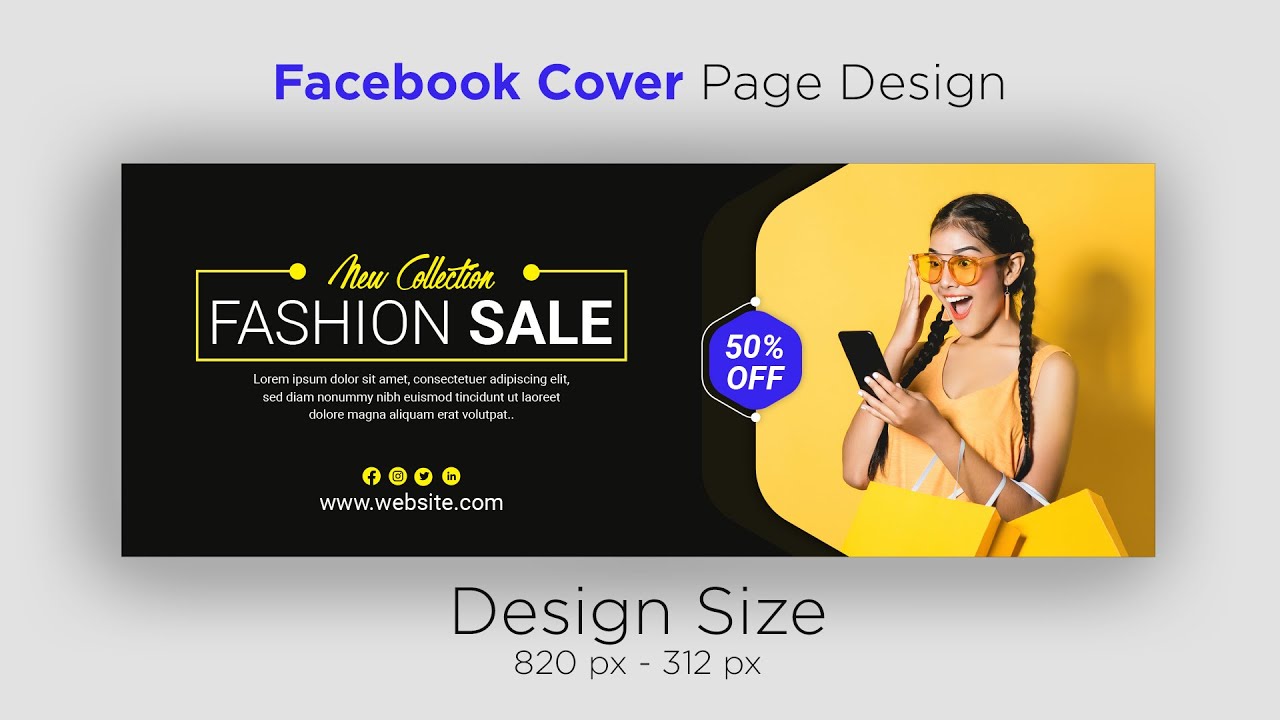 Fashion Facebook Cover Page Design | Design Social Media Banner in Adobe Illustrator