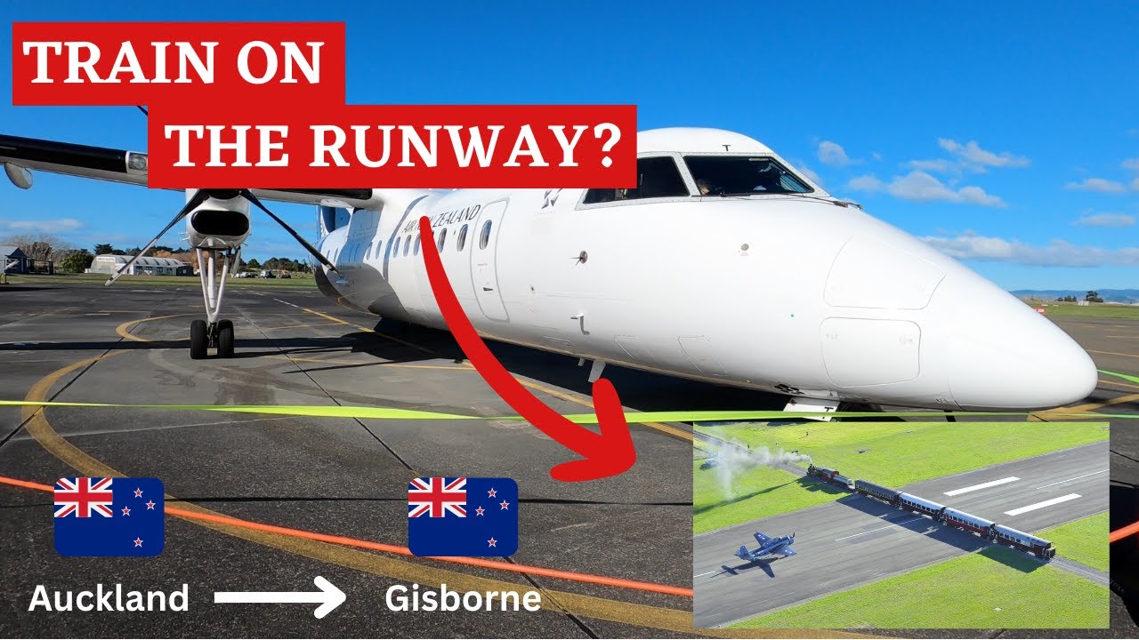 THERE'S A TRAIN ON THE RUNWAY!? | Air New Zealand (Economy) | Auckland - Gisborne | Dash 8 Q 300