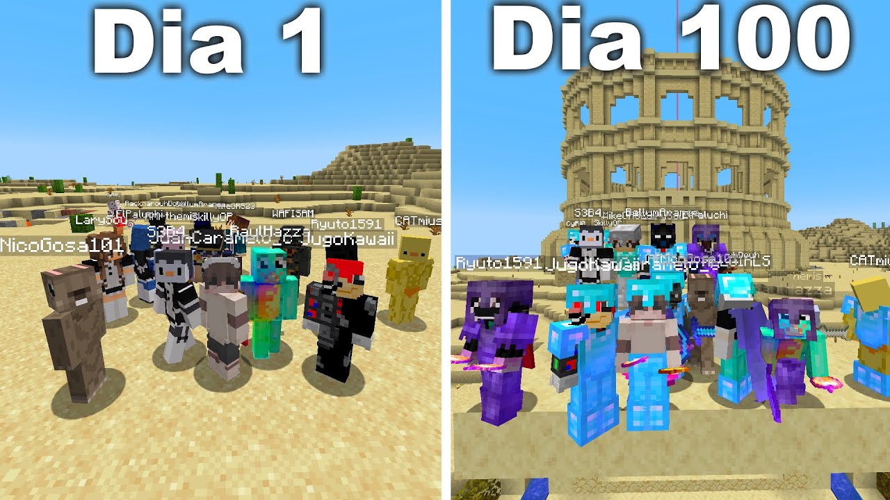 Esto Hacen mis Subs en 100 D&iacute;as de un Desierto INFINITO en Minecraft