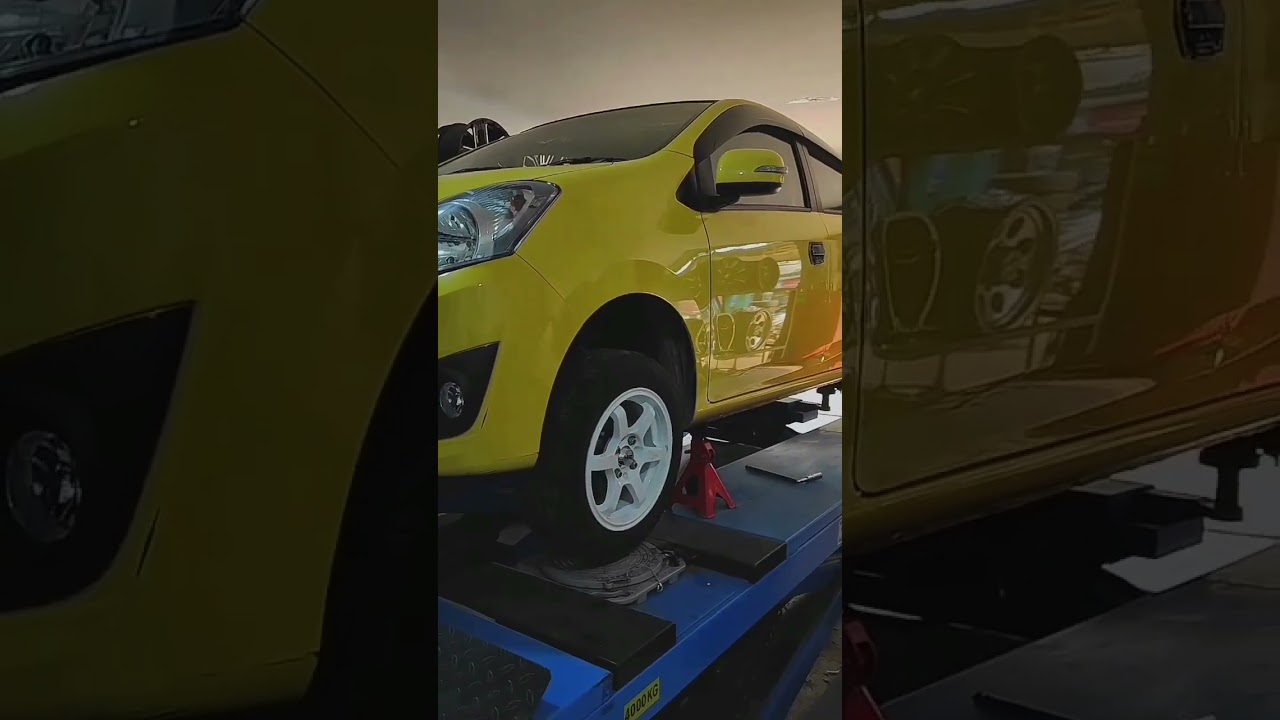 Modifikas mobil daihatsu ayla pakai velg HSR tokyo ring 14 tambah ban dunlop 175 65 ring 14 #pypシ