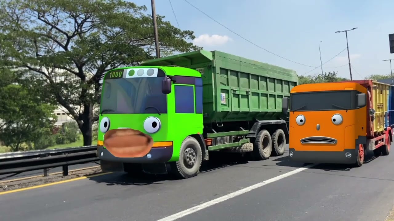 Pertunjukan Truk Tangki, Truk Kontainer Besar, Bus Telolet Mirip,Truk Besar, Frank Teman Tayo