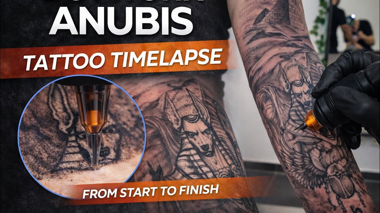 Anubis end Egipt Tattoo Timelapse | Black & White Forearm Sleeve