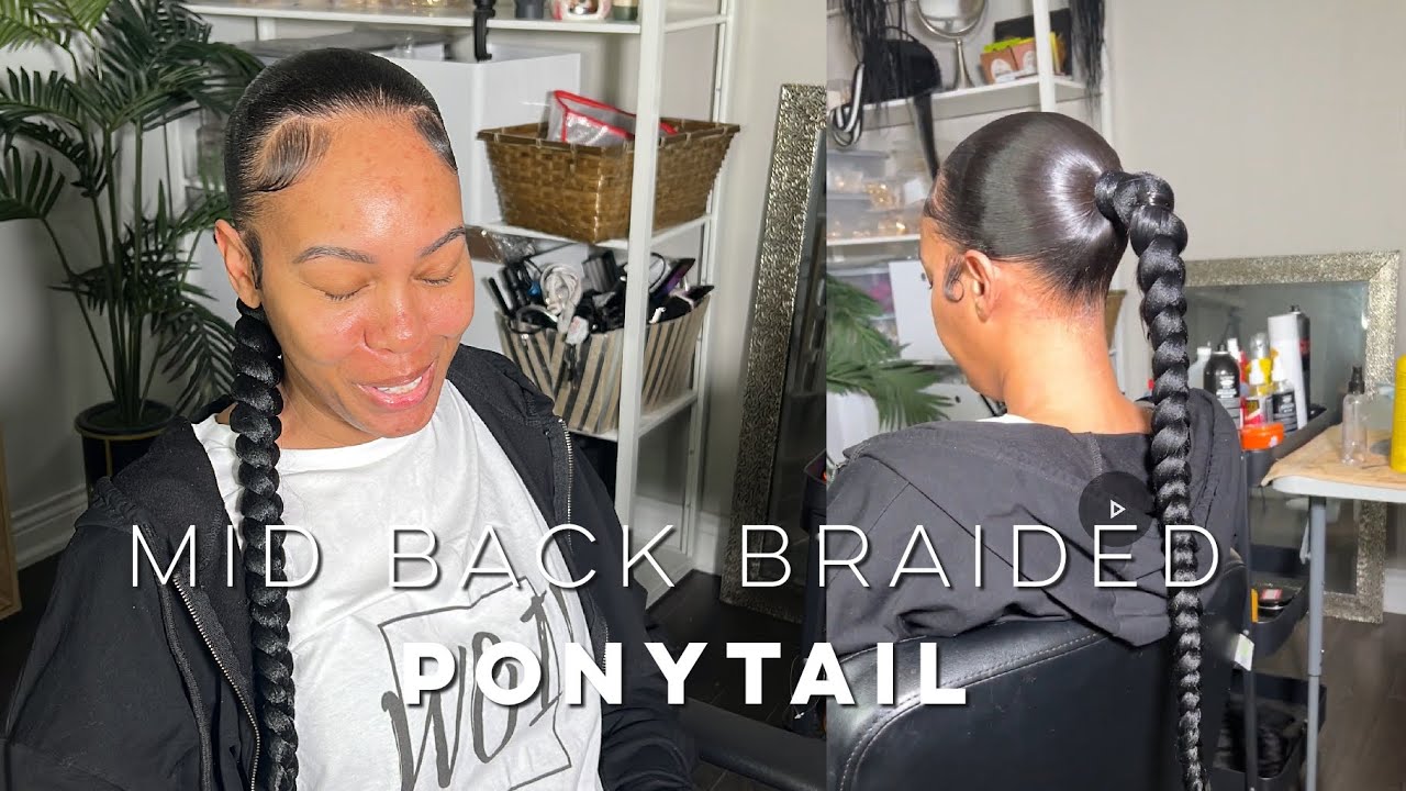 SLEEK MID BACK BRAIDED PONYTAIL ON NATURAL HAIR| DETAILED TUTORIAL| iamroxybennett ponytails