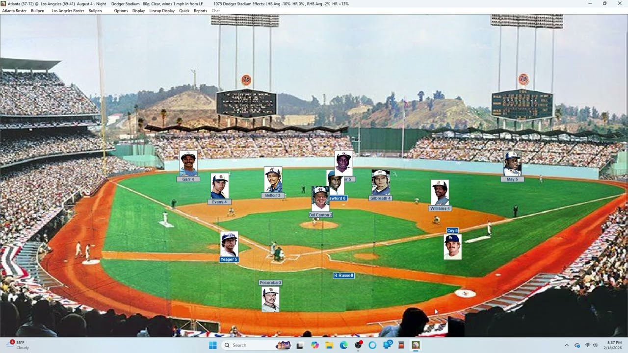 Action PC Baseball 8-4-75 Atlanta at Los Angeles