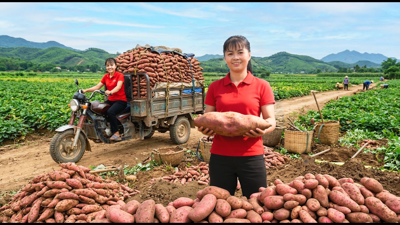 Rewind Timelapse - Harvesting Giant Sweet Potatoes, Wild Bananas and Banana Flowers