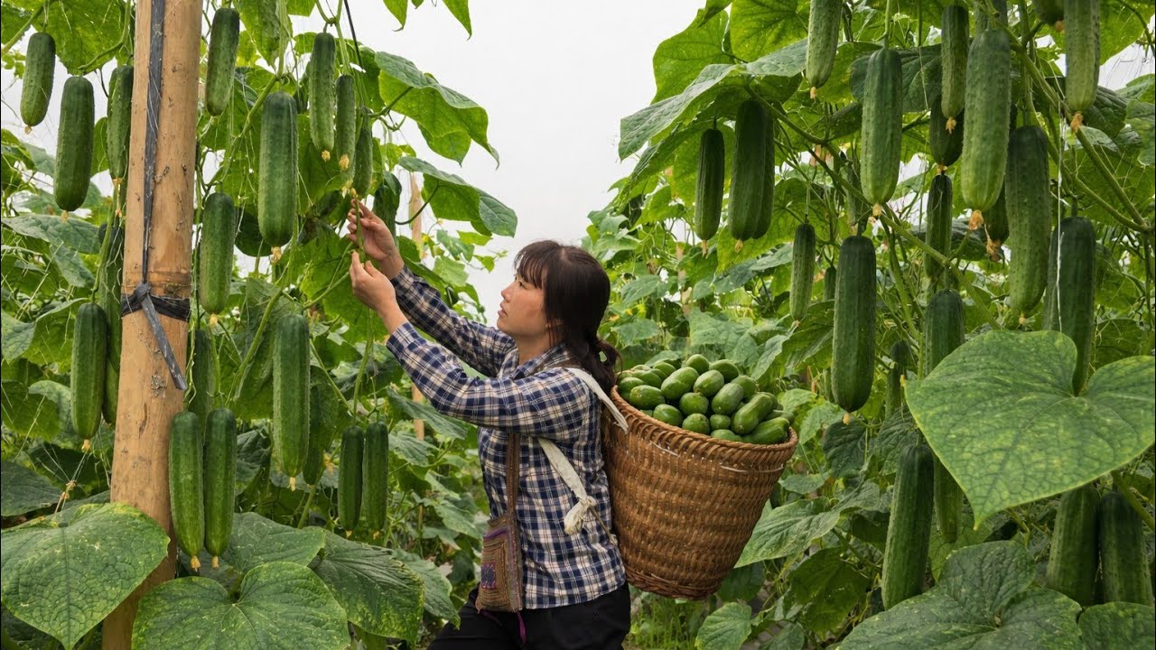 Poor Single Mother Struggling to Make a Living &ndash; Picking Cucumbers to Feed Her Children