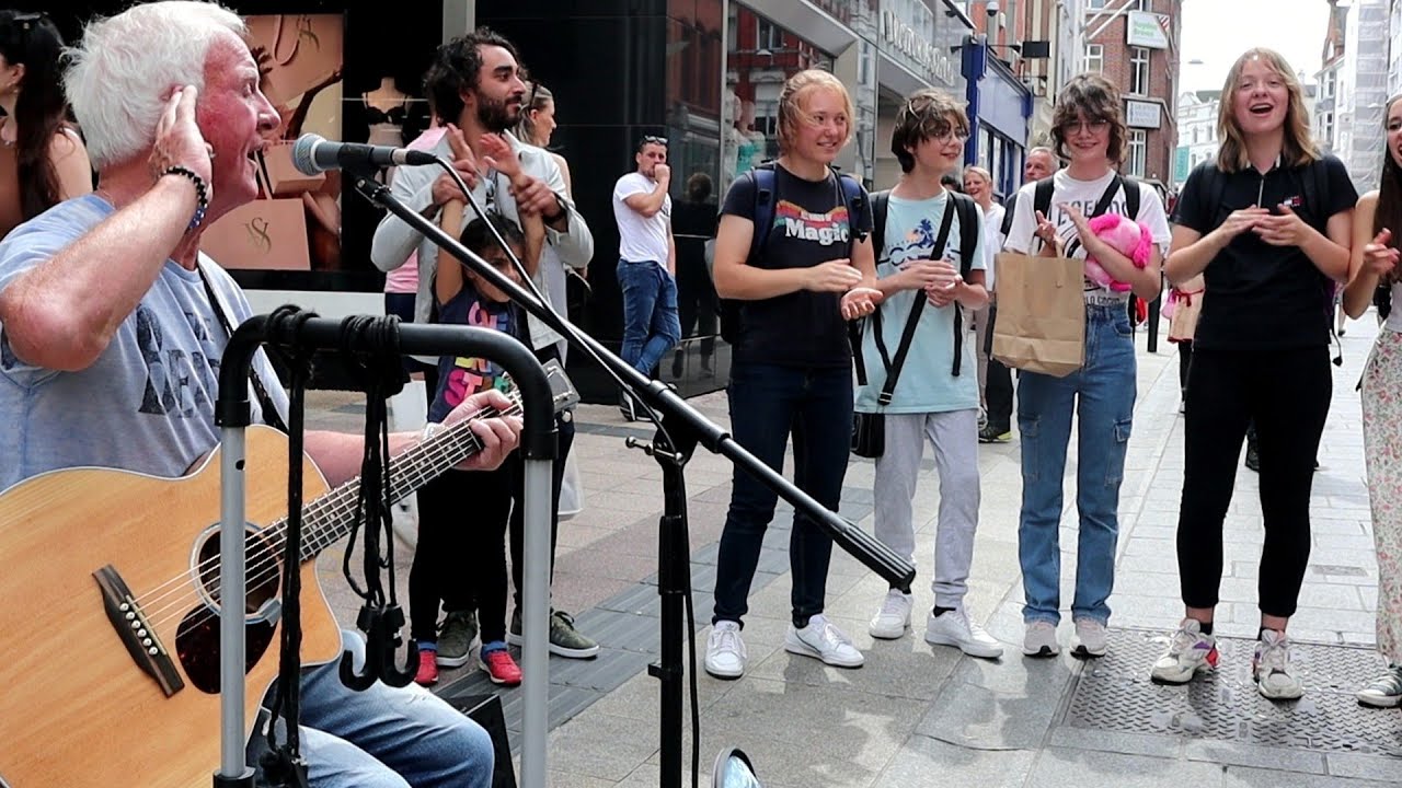 Special moment veteran Busker Jimmy C gets Grafton Street singing some classics....