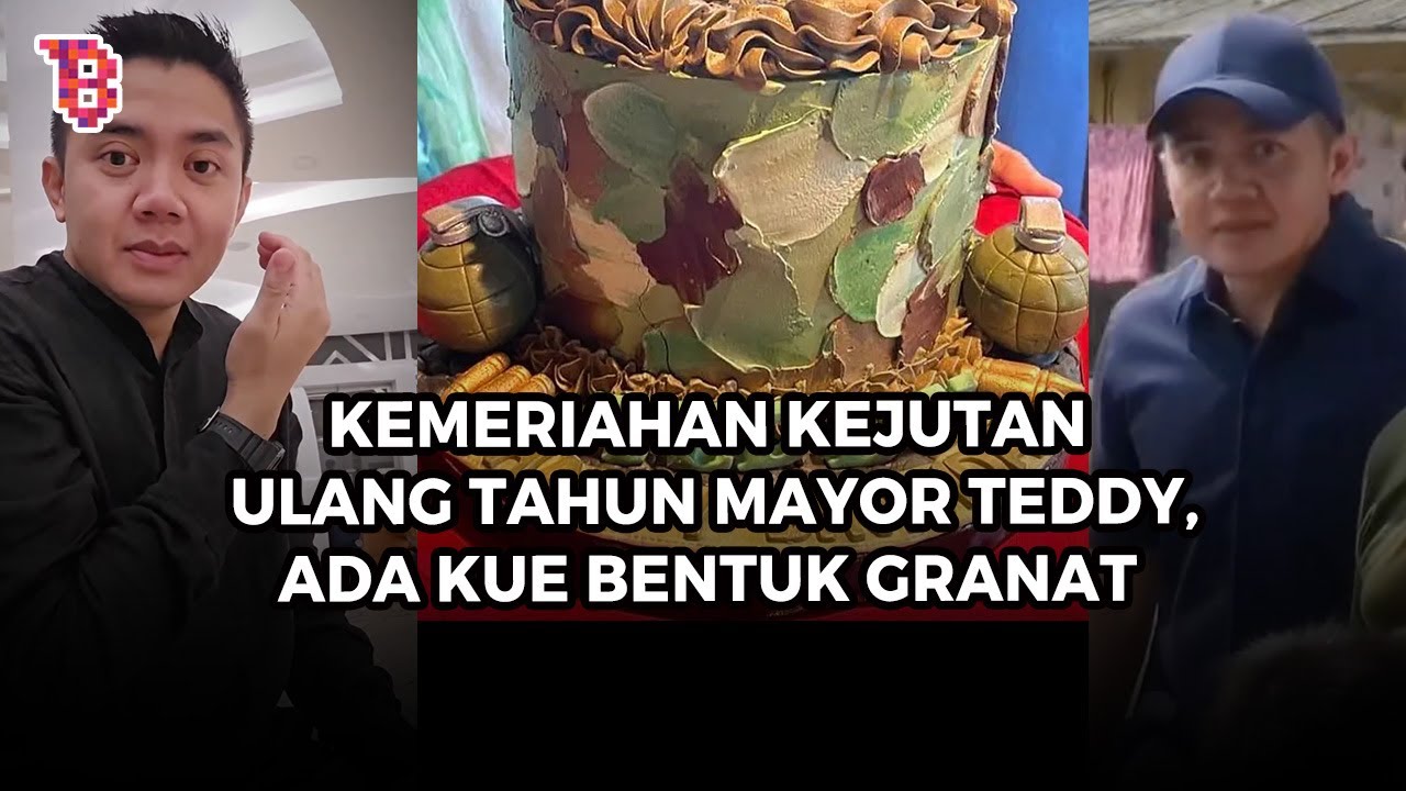 Momen kejutan ulang tahun Mayor Teddy, kue bentuk granat bikin salfok