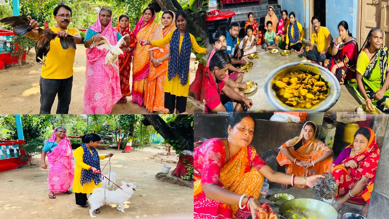 বাড়ির সবাই মিলে বিশ্বকর্মা পূজোর উপলক্ষে আনন্দ করে দেশি মোরগের ঝোল খাওয়া দাওয়া করলাম//