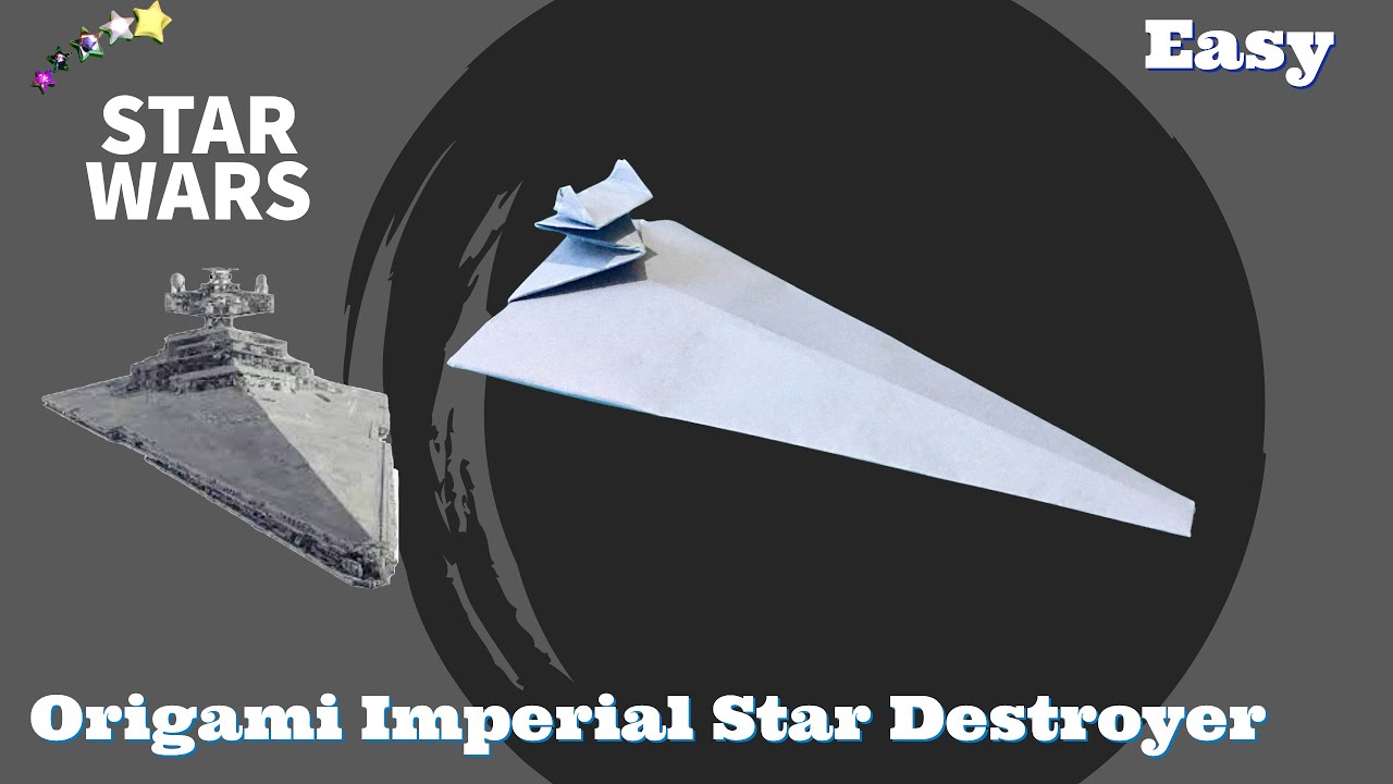 How to make origami Star Wars Imperial I-Class Star Destroyer.  Easy paper folding instruction.