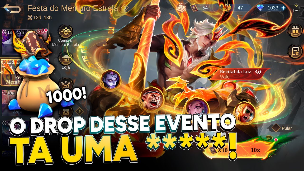 EVENTO MEMBRO ESTRELA ANUAL TA DROPANDO SKIN?! TESTE DE DROP! MOBILE LEGENDS