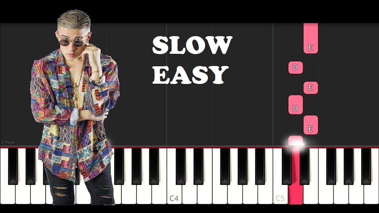 Bad Bunny - Amorfoda (SLOW EASY PIANO TUTORIAL)