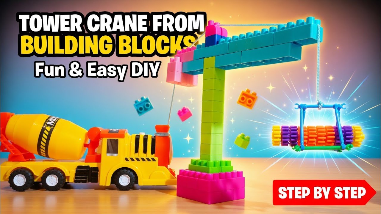 Satisfying Tower Crane from Building Blocks | Relaxing ASMR Construction Build
