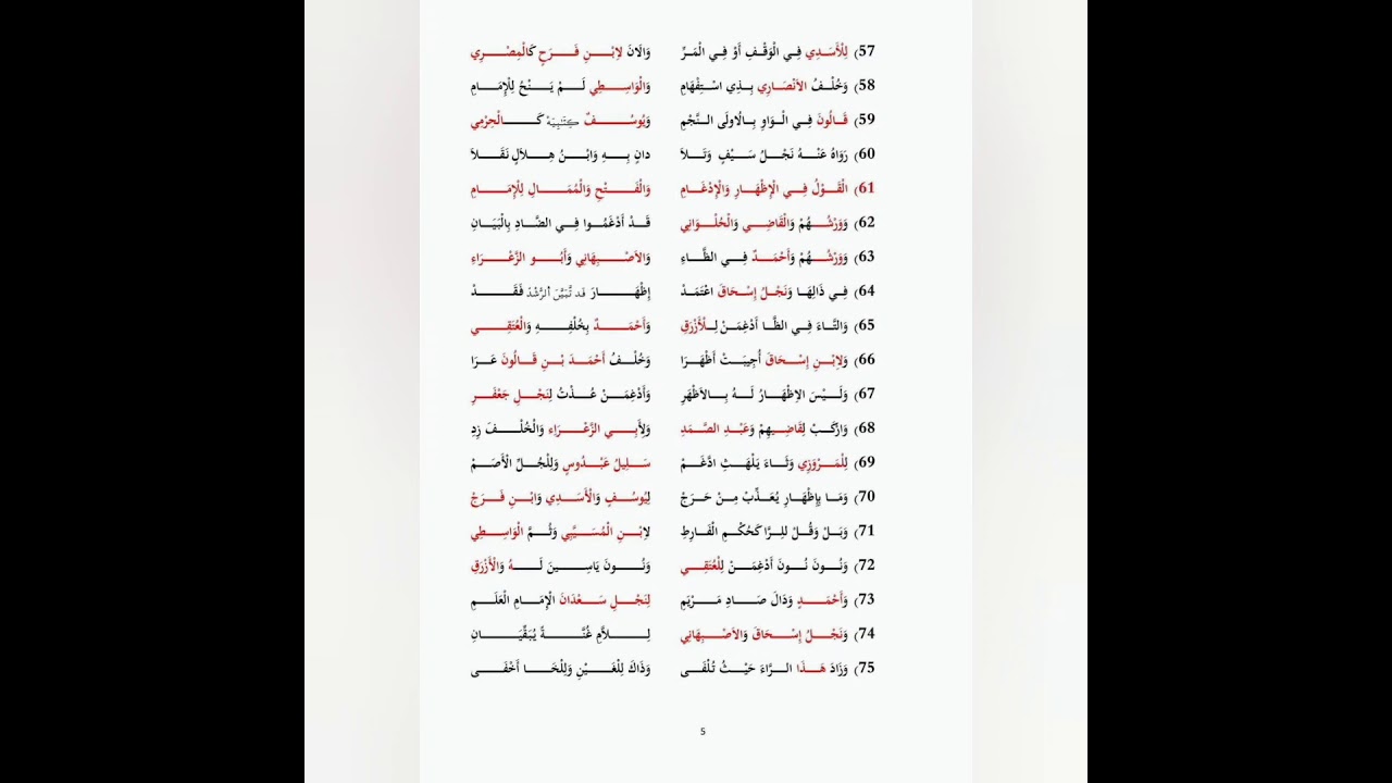 نظم تفصيل عقد الدرر في طرق نافع العشر نسخة مصححة وملونة أداء القارئ: مصطفى مخلوفي العباسي البوكمّازي