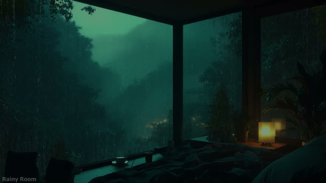 Rain & Thunder in a Dark Bedroom 🌧️ No Ads | Deep Sleep, Focus, and Calm Meditation Ambience