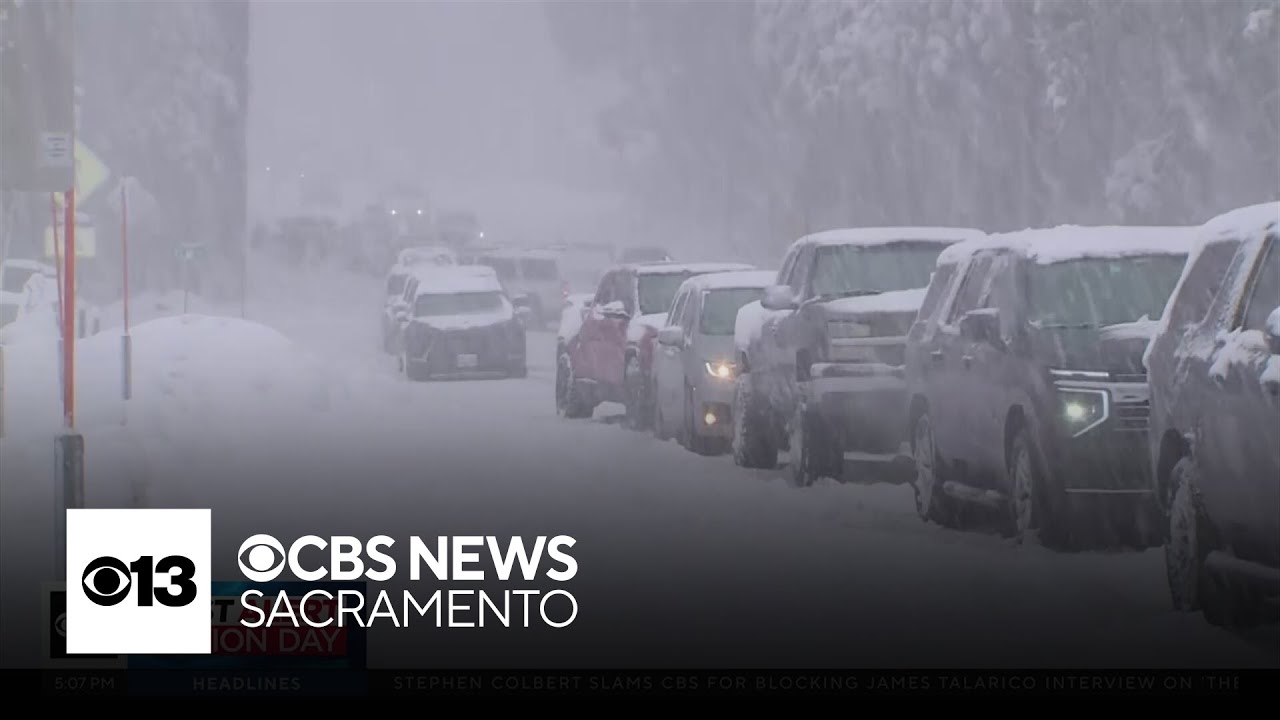 Heavy snow shuts down Highway 50 in California's Northern Sierra