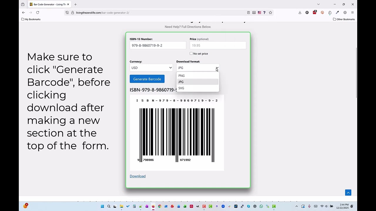 How to generate a ISBN-Bar-Code Graphic for your self-published book cover