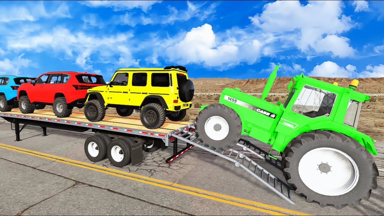 Flatbed Truck Mcqueen | Transportation with Truck - Pothole vs Car #1 - BeamNG.Drive
