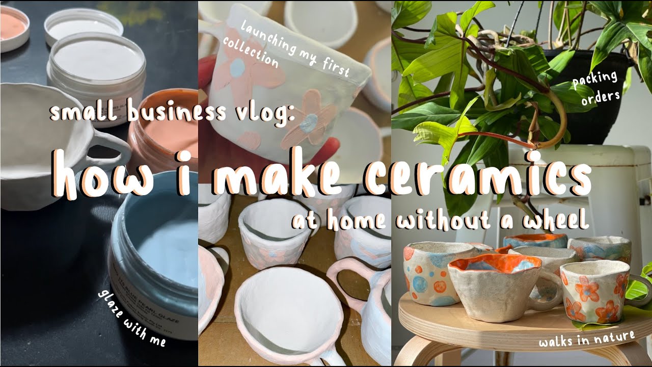 Studio vlog: how to make ceramic mugs, starting a small business, glaze with me, lockdown