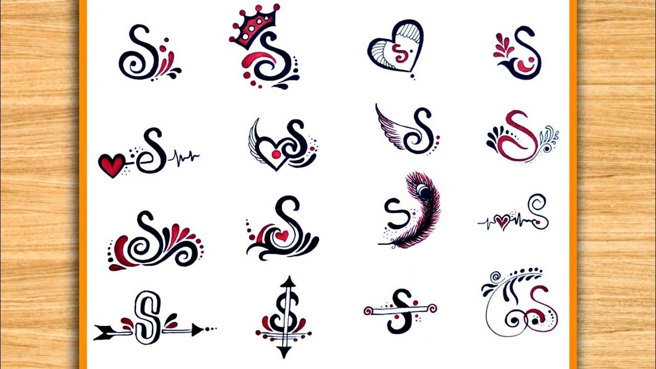 E6. how to make different types of S letter tattoo designs