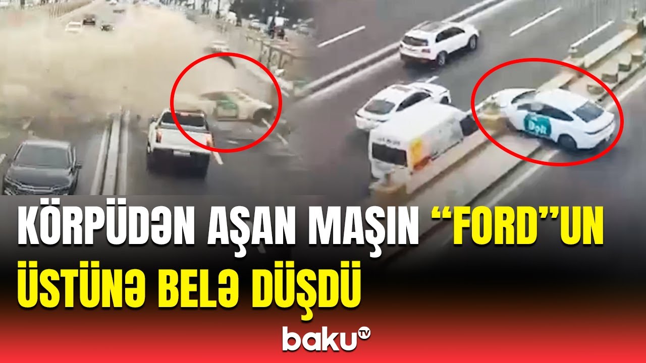 BYD-nin tunelə d&uuml;şd&uuml;y&uuml; qəzanın anbaan g&ouml;r&uuml;nt&uuml;s&uuml; | Heydər Əliyev prospektində qəza